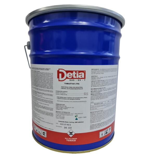 DETIA GAS LATA POR 12 KG (08 BOLSAS DE 500 TABLETAS) / INSECTICIDA – ACARICIDA FUMIGANTE / GENERADOR DE FOSFURO DE HIDRÓGENO (FOSFINA)